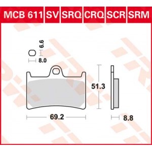 Колодки передние MCB611 аналог sbs634RS- XJR1300/R1 04-06