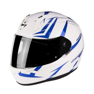 Шлем SCORPION EXO-390 HAWK, цвет Белый Перламутровый/Синий, Размер М